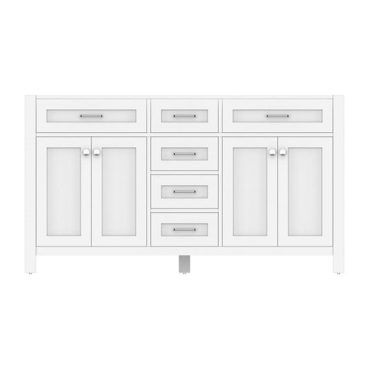 Alya Bath Norwalk 60" Double White Freestanding  Bathroom Vanity  With Brushed Nickel Edge Handles - HE-101-60D-W - Backyard Provider