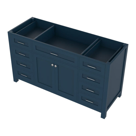 Alya Bath Norwalk 60" Single Blue Freestanding  Bathroom Vanity  With Brushed Nickel Edge Handles - HE-101-60S-B - Backyard Provider