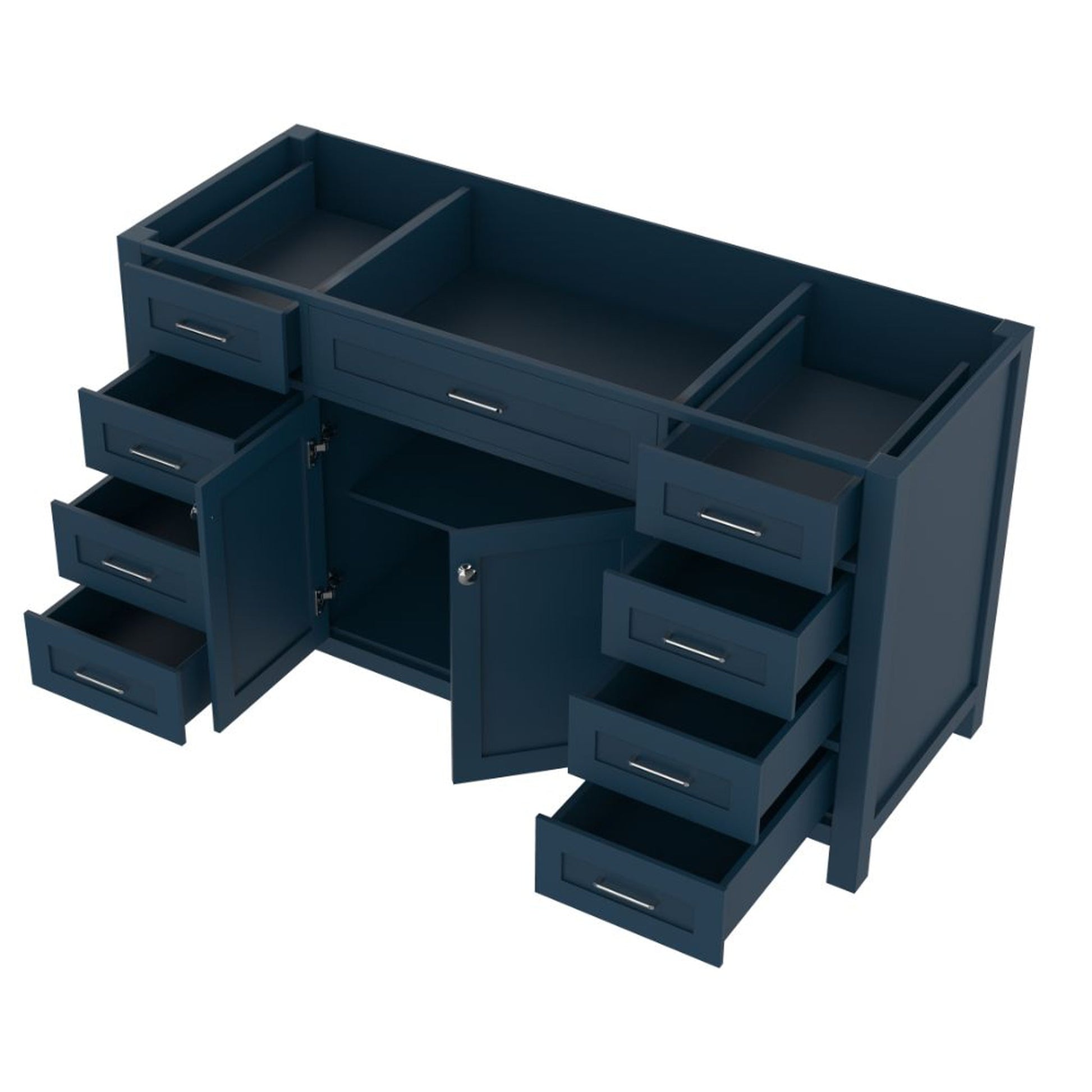 Alya Bath Norwalk 60" Single Blue Freestanding  Bathroom Vanity  With Brushed Nickel Edge Handles - HE-101-60S-B - Backyard Provider