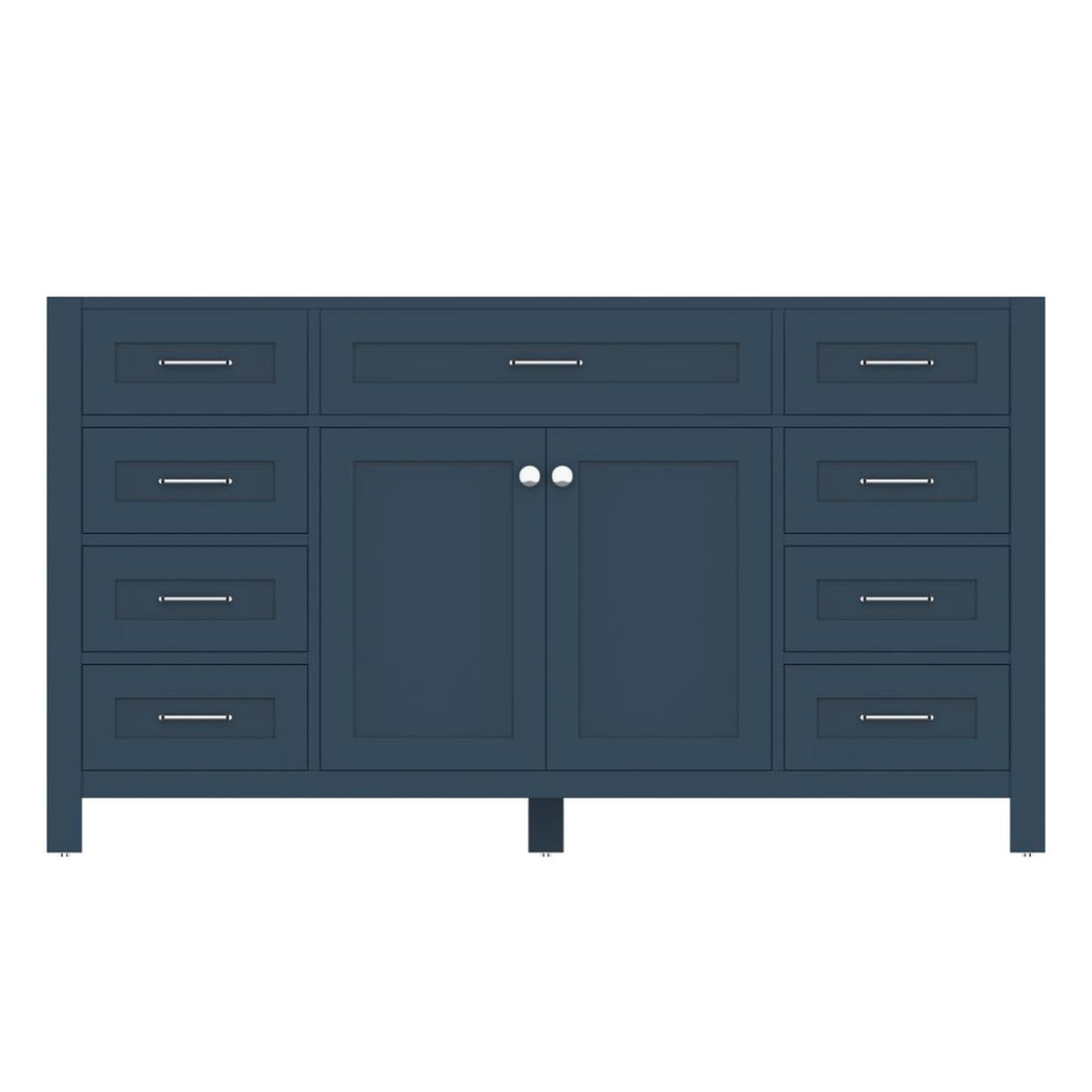 Alya Bath Norwalk 60" Single Blue Freestanding  Bathroom Vanity  With Brushed Nickel Edge Handles - HE-101-60S-B - Backyard Provider