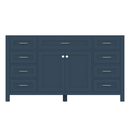 Alya Bath Norwalk 60" Single Blue Freestanding  Bathroom Vanity  With Brushed Nickel Edge Handles - HE-101-60S-B - Backyard Provider
