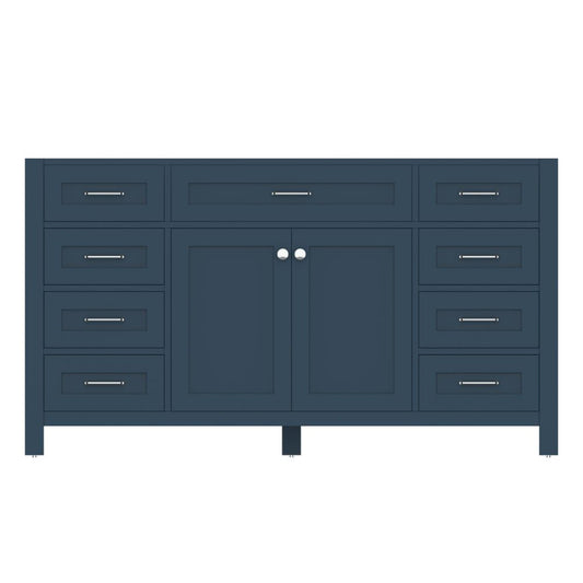 Alya Bath Norwalk 60" Single Blue Freestanding  Bathroom Vanity  With Brushed Nickel Edge Handles - HE-101-60S-B - Backyard Provider