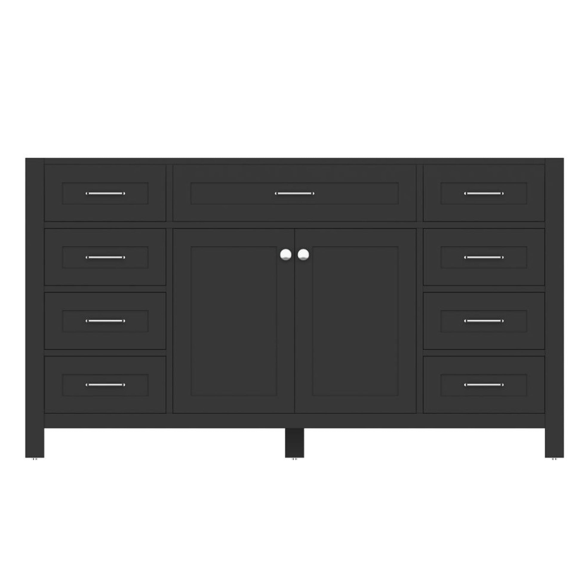 Alya Bath Norwalk 60" Single Espresso Freestanding  Bathroom Vanity  With Brushed Nickel Edge Handles - HE-101-60S-E - Backyard Provider
