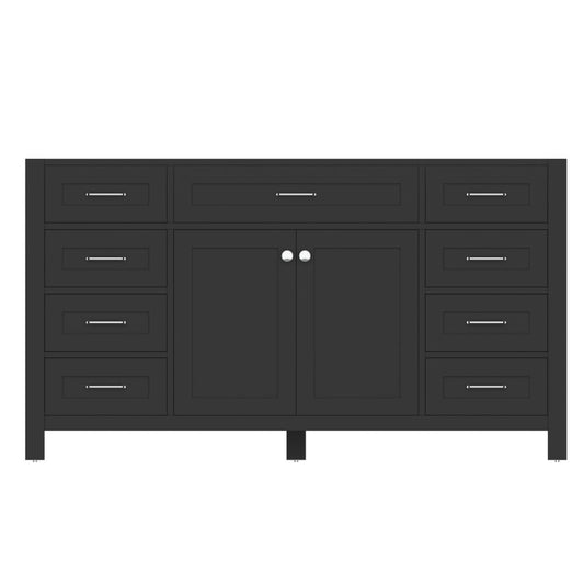 Alya Bath Norwalk 60" Single Espresso Freestanding  Bathroom Vanity  With Brushed Nickel Edge Handles - HE-101-60S-E - Backyard Provider