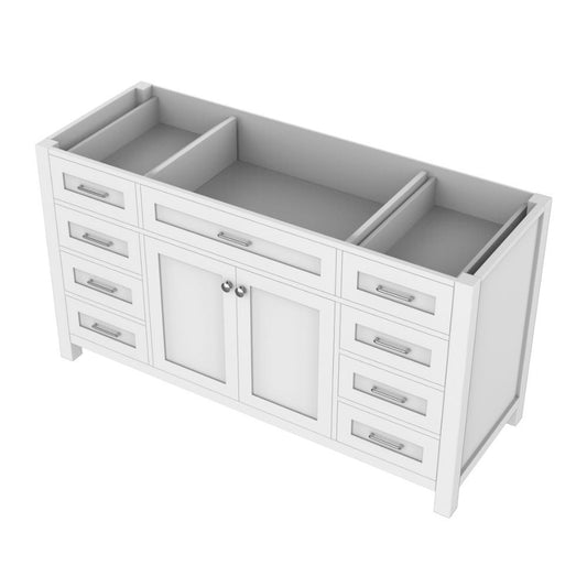 Alya Bath Norwalk 60" Single White Freestanding  Bathroom Vanity  With Brushed Nickel Edge Handles - HE-101-60S-W - Backyard Provider