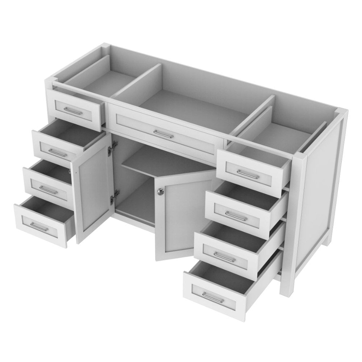 Alya Bath Norwalk 60" Single White Freestanding  Bathroom Vanity  With Brushed Nickel Edge Handles - HE-101-60S-W - Backyard Provider