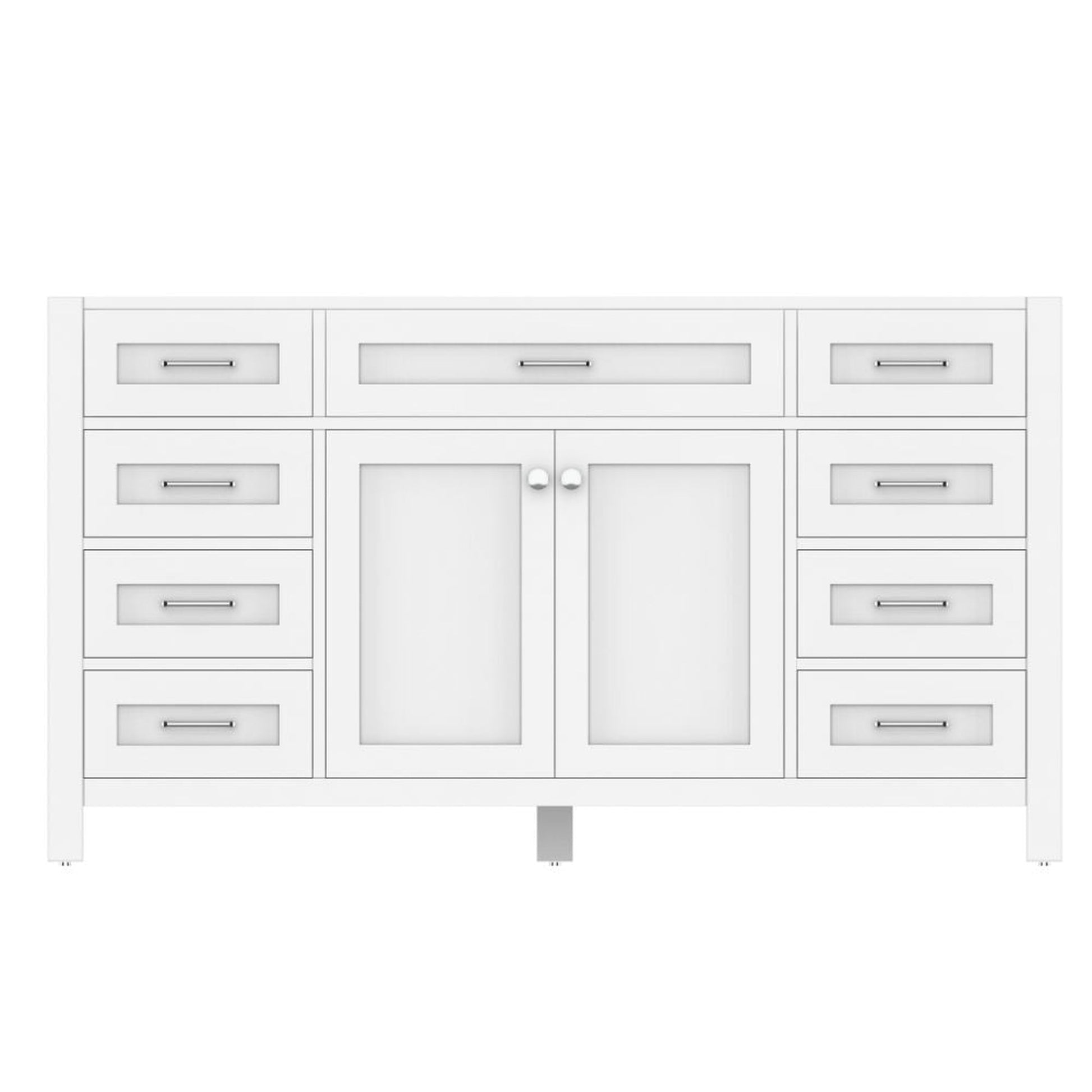 Alya Bath Norwalk 60" Single White Freestanding  Bathroom Vanity  With Brushed Nickel Edge Handles - HE-101-60S-W - Backyard Provider