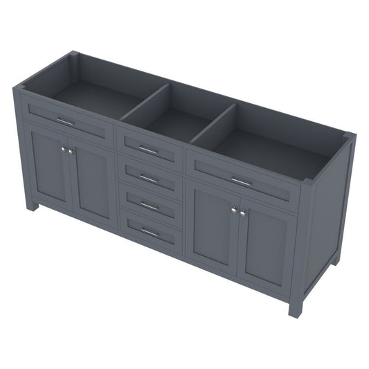 Alya Bath Norwalk 72" Double Gray Freestanding  Bathroom Vanity  With Brushed Nickel Edge Handles - HE-101-72D-G - Backyard Provider