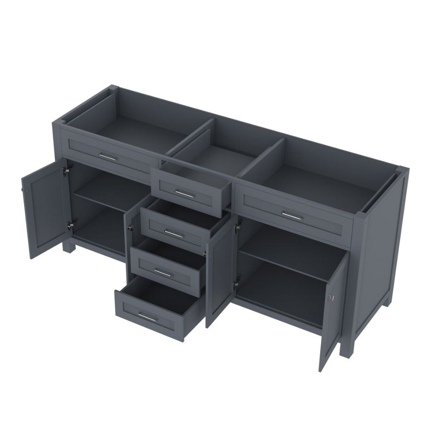 Alya Bath Norwalk 72" Double Gray Freestanding  Bathroom Vanity  With Brushed Nickel Edge Handles - HE-101-72D-G - Backyard Provider