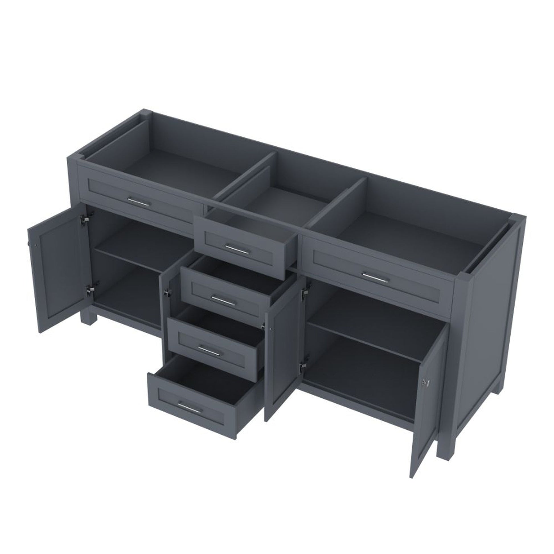 Alya Bath Norwalk 72" Double Gray Freestanding  Bathroom Vanity  With Brushed Nickel Edge Handles - HE-101-72D-G - Backyard Provider