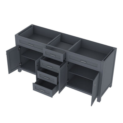 Alya Bath Norwalk 72" Double Gray Freestanding  Bathroom Vanity  With Brushed Nickel Edge Handles - HE-101-72D-G - Backyard Provider