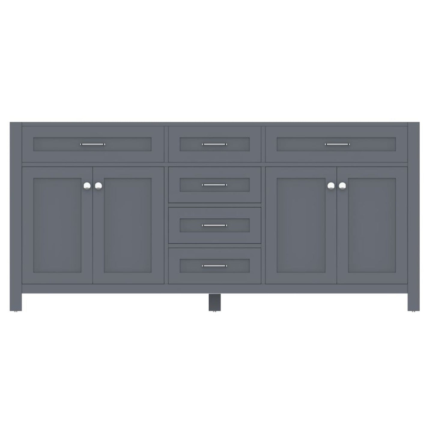 Alya Bath Norwalk 72" Double Gray Freestanding  Bathroom Vanity  With Brushed Nickel Edge Handles - HE-101-72D-G - Backyard Provider