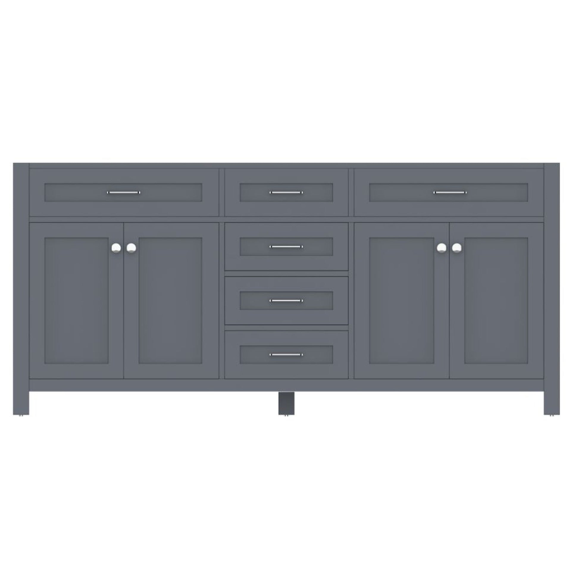 Alya Bath Norwalk 72" Double Gray Freestanding  Bathroom Vanity  With Brushed Nickel Edge Handles - HE-101-72D-G - Backyard Provider