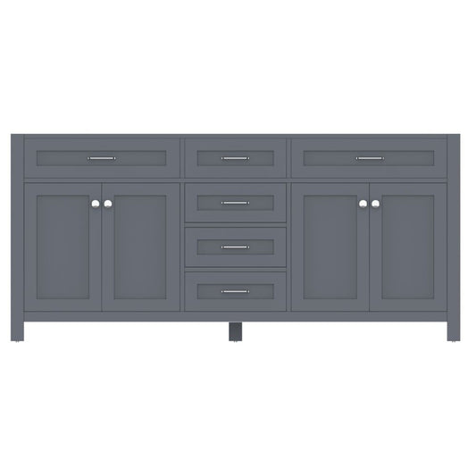 Alya Bath Norwalk 72" Double Gray Freestanding  Bathroom Vanity  With Brushed Nickel Edge Handles - HE-101-72D-G - Backyard Provider