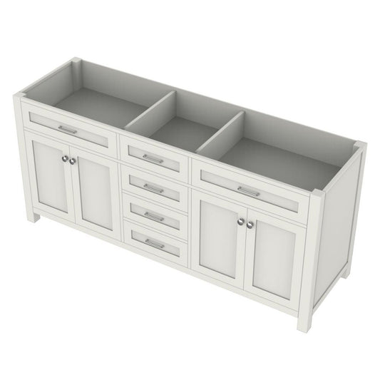 Alya Bath Norwalk 72" Double White Freestanding Bathroom Vanity  With Brushed Nickel Edge Handles - HE-101-72D-W - Backyard Provider