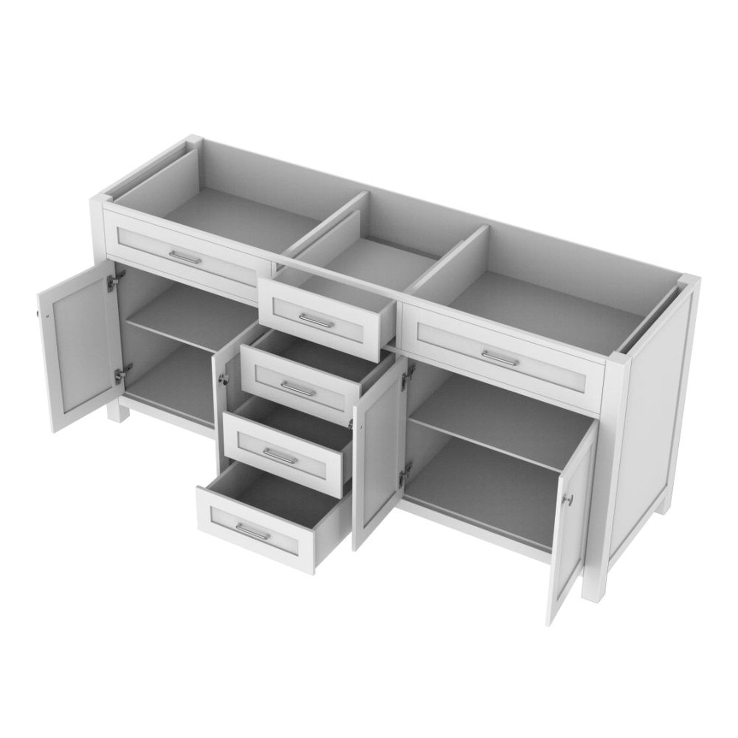 Alya Bath Norwalk 72" Double White Freestanding Bathroom Vanity  With Brushed Nickel Edge Handles - HE-101-72D-W - Backyard Provider