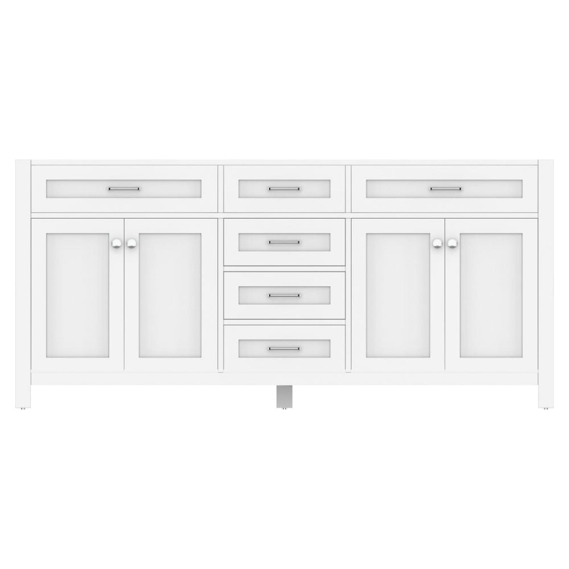 Alya Bath Norwalk 72" Double White Freestanding Bathroom Vanity  With Brushed Nickel Edge Handles - HE-101-72D-W - Backyard Provider
