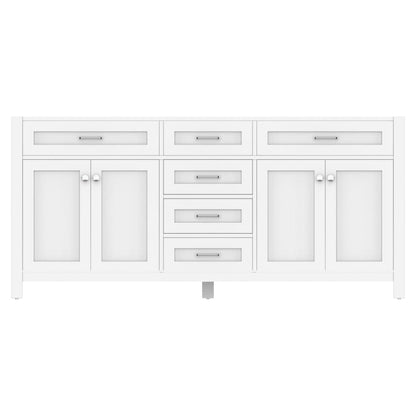 Alya Bath Norwalk 72" Double White Freestanding Bathroom Vanity  With Brushed Nickel Edge Handles - HE-101-72D-W - Backyard Provider