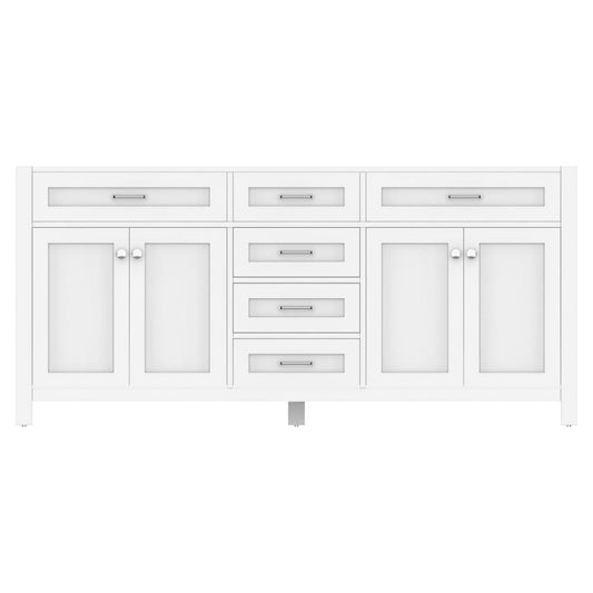 Alya Bath Norwalk 72" Double White Freestanding Bathroom Vanity  With Brushed Nickel Edge Handles - HE-101-72D-W - Backyard Provider