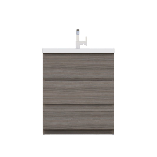 Alya Bath Paterno 30" Single Gray Modern Freestanding  Single Bathroom Vanity With Acrylic Top and Integrated Sink - AB-MOA30-G - Backyard Provider