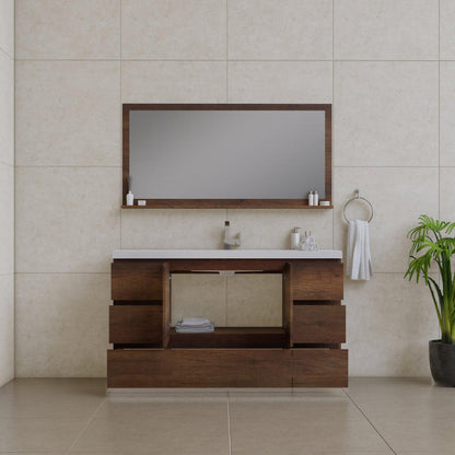 Alya Bath Paterno 60" Single Rosewood Modern Freestanding  Bathroom Vanity With Acrylic Top and Integrated Sink - AB-MOA60S-RW - Backyard Provider