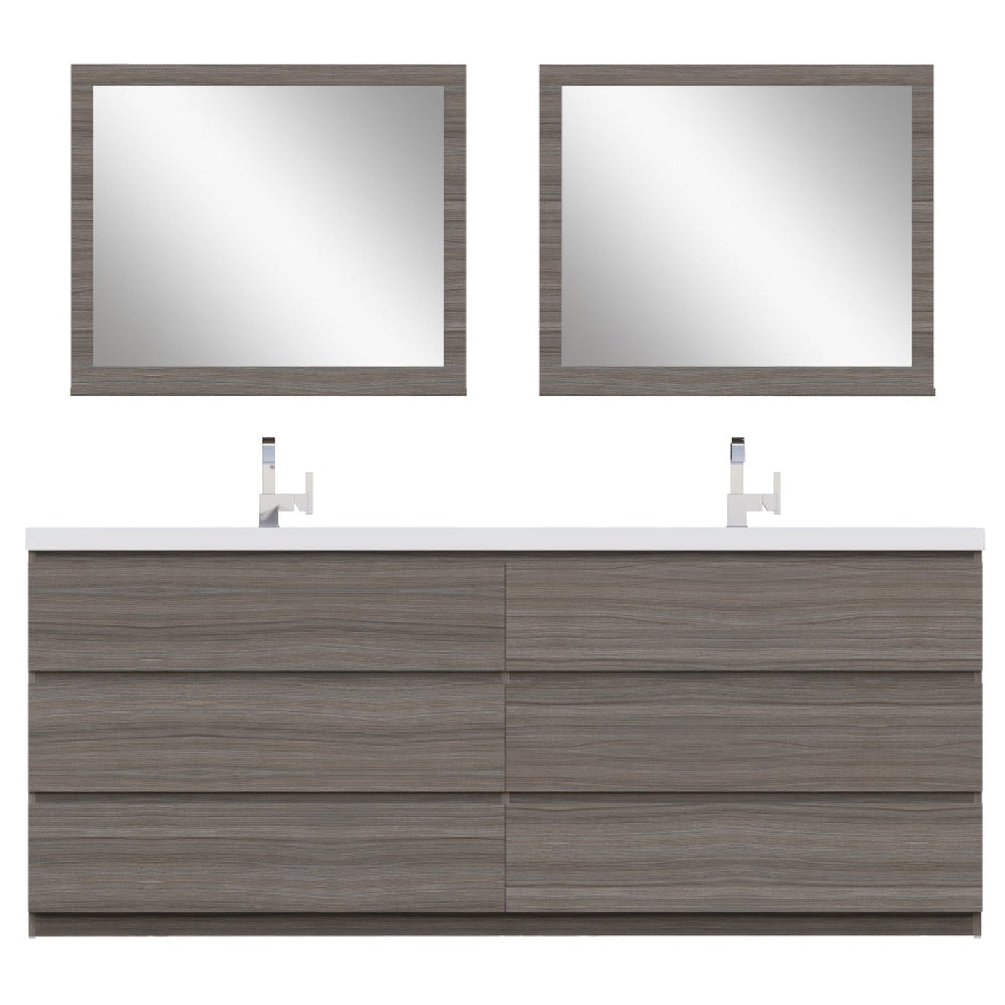 Alya Bath Paterno 84" Double Gray  Modern Freestanding  Bathroom Vanity With Acrylic Top and Integrated Sink - AB-MOA84D-G - Backyard Provider