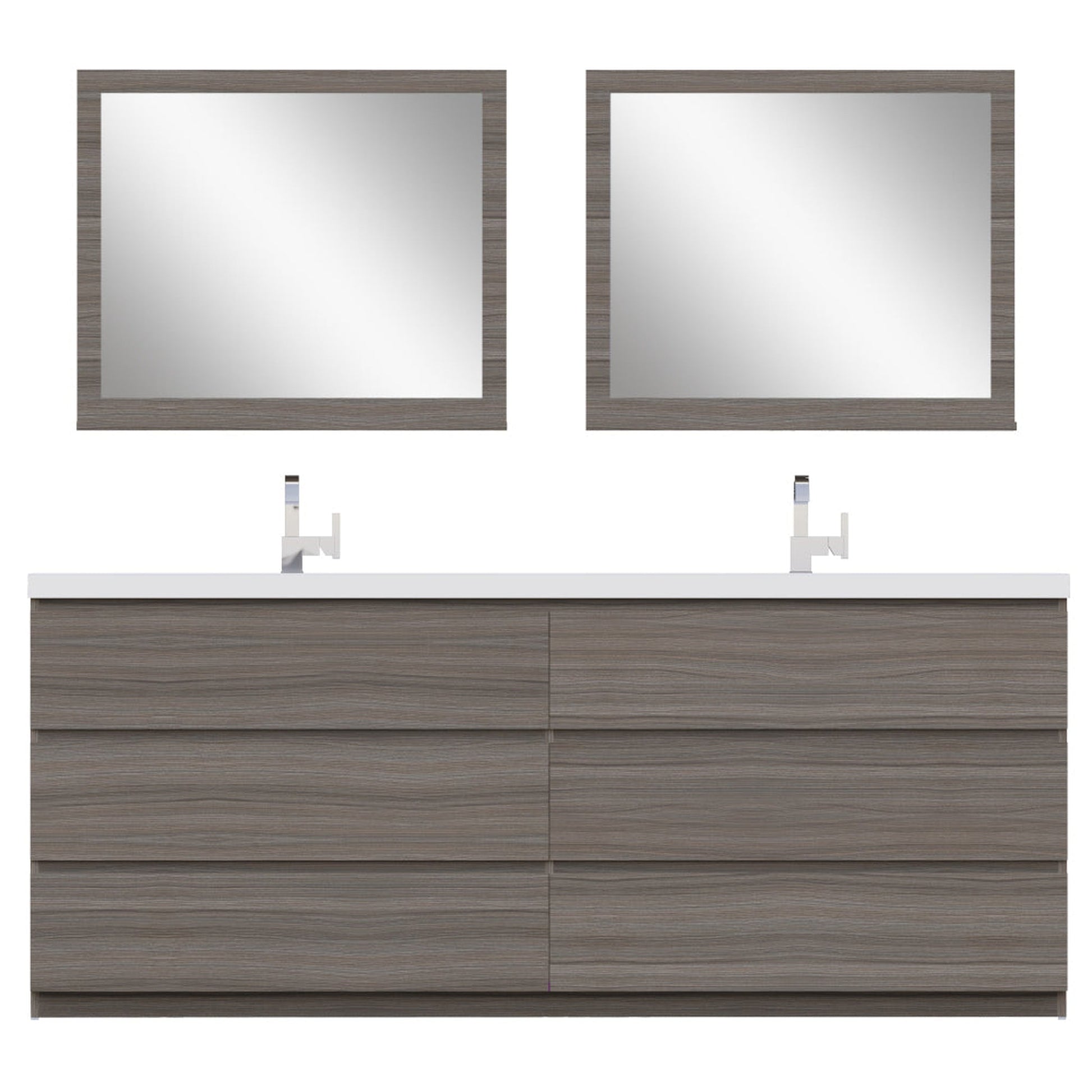 Alya Bath Paterno 84" Double Gray  Modern Freestanding  Bathroom Vanity With Acrylic Top and Integrated Sink - AB-MOA84D-G - Backyard Provider