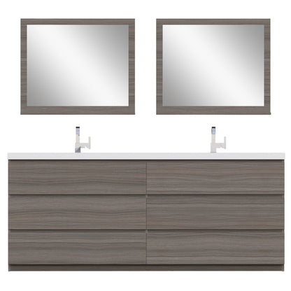 Alya Bath Paterno 84" Double Gray  Modern Freestanding  Bathroom Vanity With Acrylic Top and Integrated Sink - AB-MOA84D-G - Backyard Provider