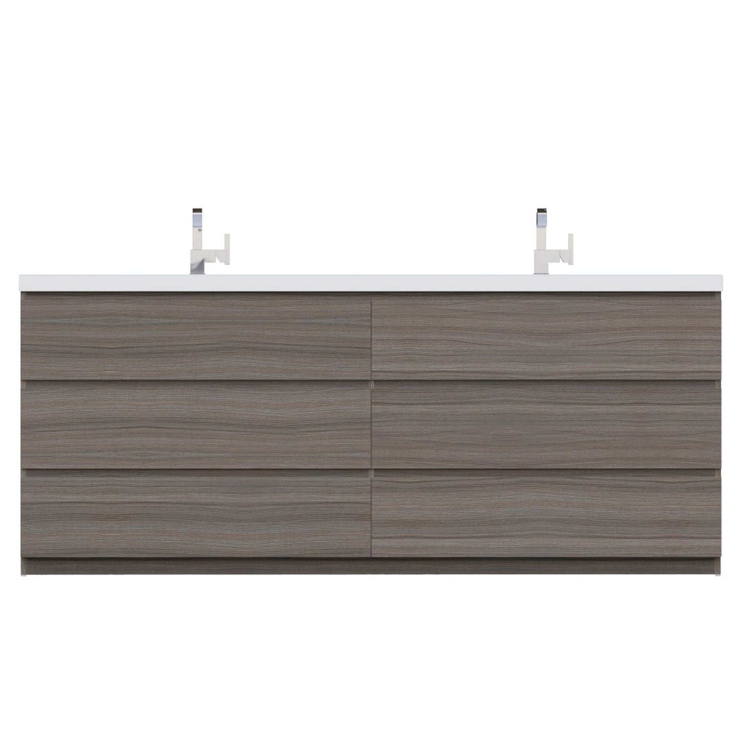 Alya Bath Paterno 84" Double Gray  Modern Freestanding  Bathroom Vanity With Acrylic Top and Integrated Sink - AB-MOA84D-G - Backyard Provider