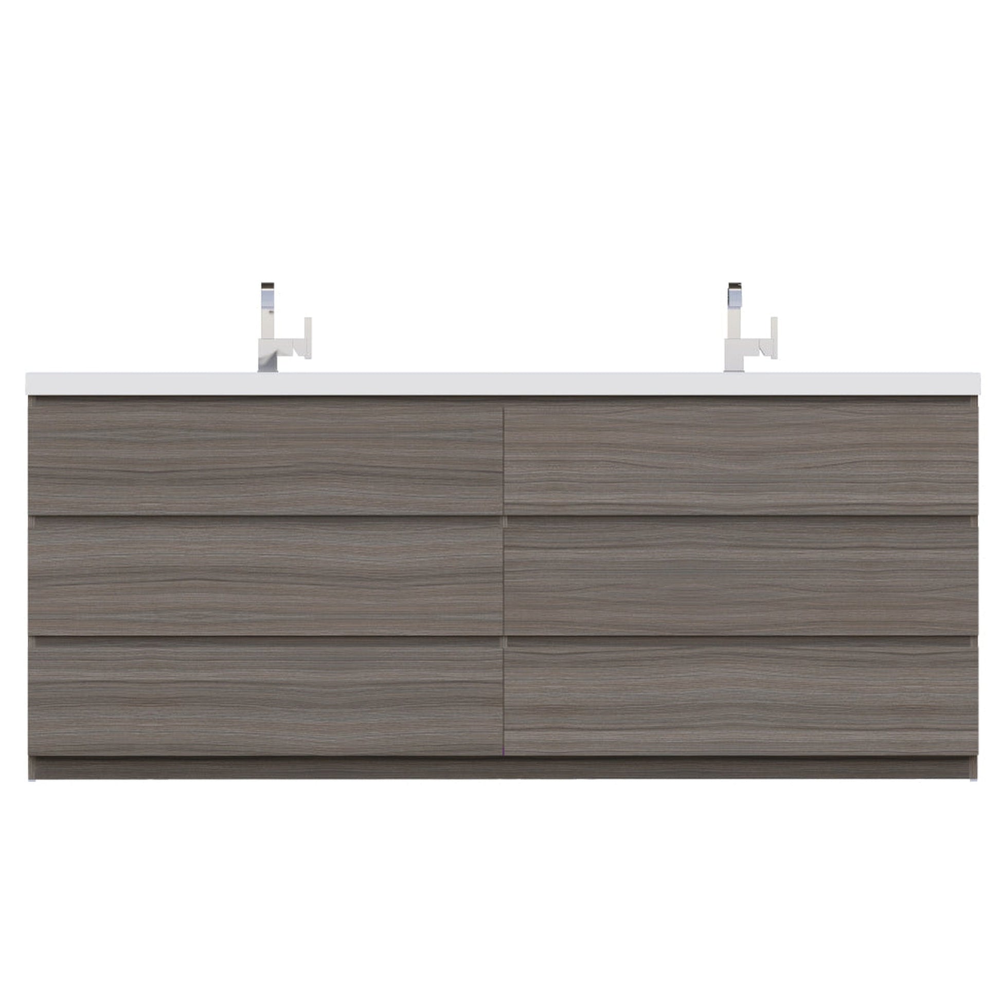 Alya Bath Paterno 84" Double Gray  Modern Freestanding  Bathroom Vanity With Acrylic Top and Integrated Sink - AB-MOA84D-G - Backyard Provider