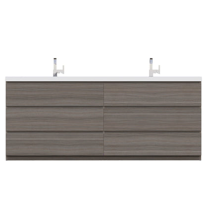 Alya Bath Paterno 84" Double Gray  Modern Freestanding  Bathroom Vanity With Acrylic Top and Integrated Sink - AB-MOA84D-G - Backyard Provider