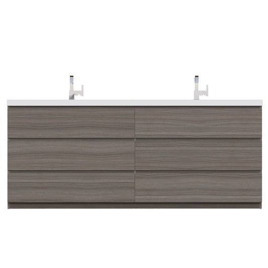 Alya Bath Paterno 84" Double Gray  Modern Freestanding  Bathroom Vanity With Acrylic Top and Integrated Sink - AB-MOA84D-G - Backyard Provider