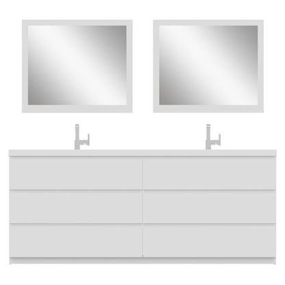 Alya Bath Paterno 84" Double White Modern Freestanding  Bathroom Vanity With Acrylic Top and Integrated Sink - AB-MOA84D-W - Backyard Provider