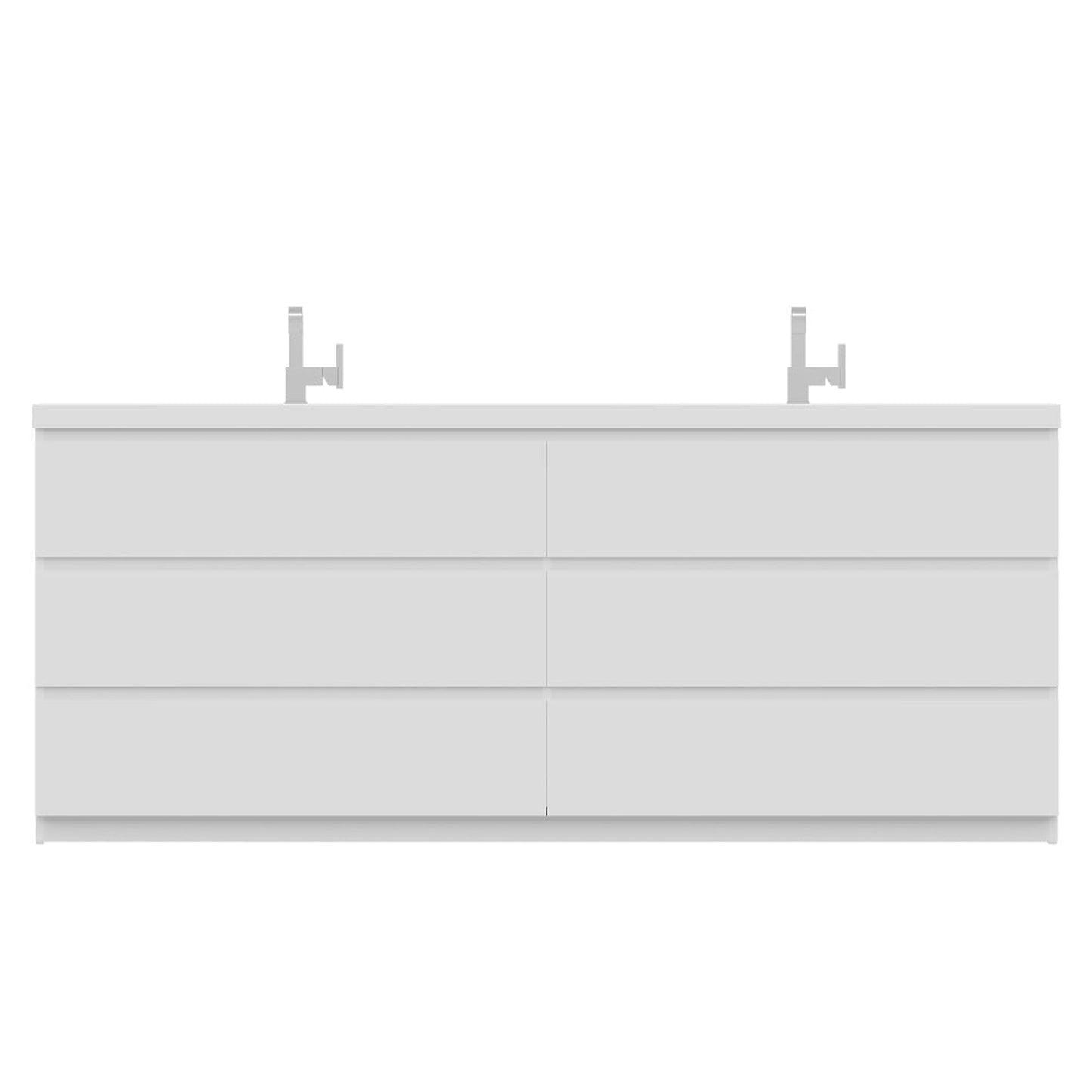 Alya Bath Paterno 84" Double White Modern Freestanding  Bathroom Vanity With Acrylic Top and Integrated Sink - AB-MOA84D-W - Backyard Provider