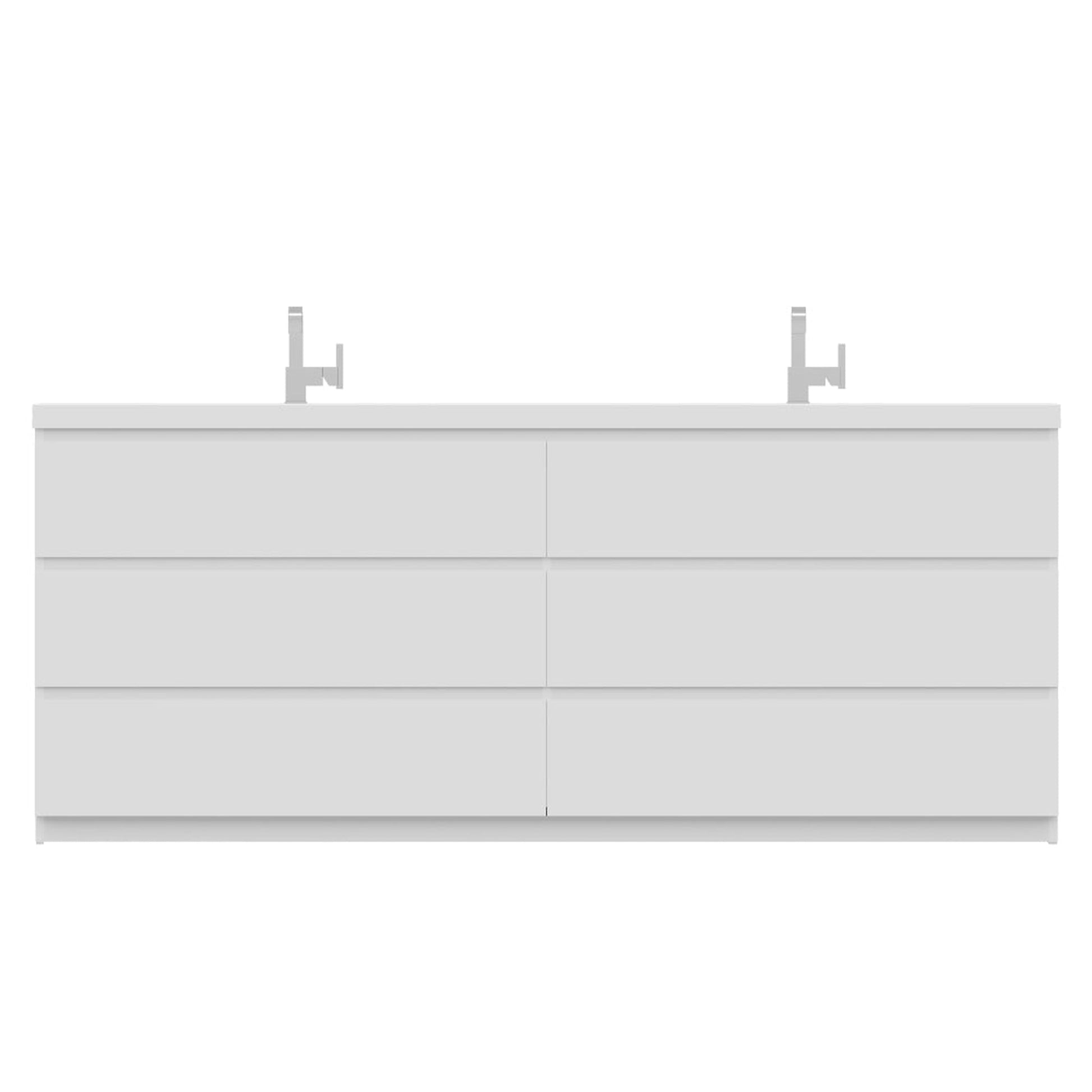 Alya Bath Paterno 84" Double White Modern Freestanding  Bathroom Vanity With Acrylic Top and Integrated Sink - AB-MOA84D-W - Backyard Provider