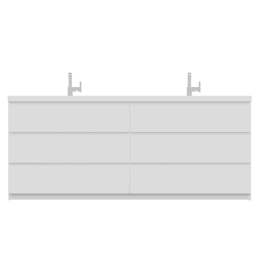 Alya Bath Paterno 84" Double White Modern Freestanding  Bathroom Vanity With Acrylic Top and Integrated Sink - AB-MOA84D-W - Backyard Provider