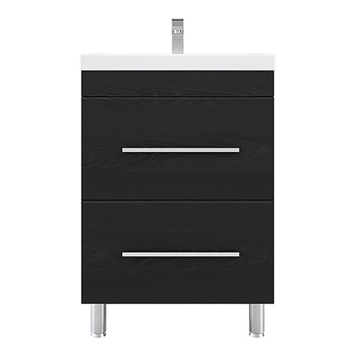 Alya Bath Ripley  24"  Single Black Modern Freestanding  Bathroom Vanity With Integrated Acrylic Top, Acrylic Sink and Wall Mounted Mirror - AT-8080-B+AT-24-M-B - Backyard Provider