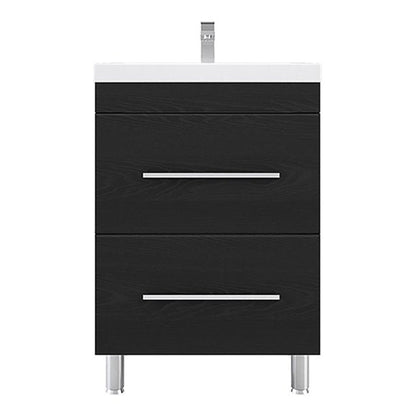 Alya Bath Ripley  24"  Single Black Modern Freestanding  Bathroom Vanity With Integrated Acrylic Top, Acrylic Sink and Wall Mounted Mirror - AT-8080-B+AT-24-M-B - Backyard Provider