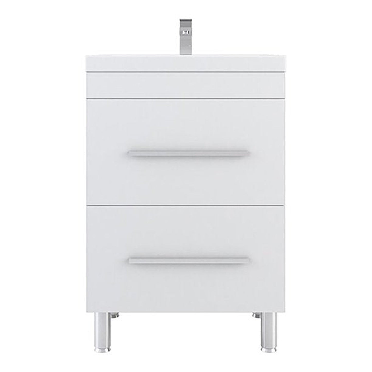 Alya Bath Ripley 24" Single White Modern Freestanding Single Bathroom Vanity With Integrated Acrylic Top, Acrylic Sink and Wall Mounted Mirror - AT-8080-W+AT-24-M-W - Backyard Provider