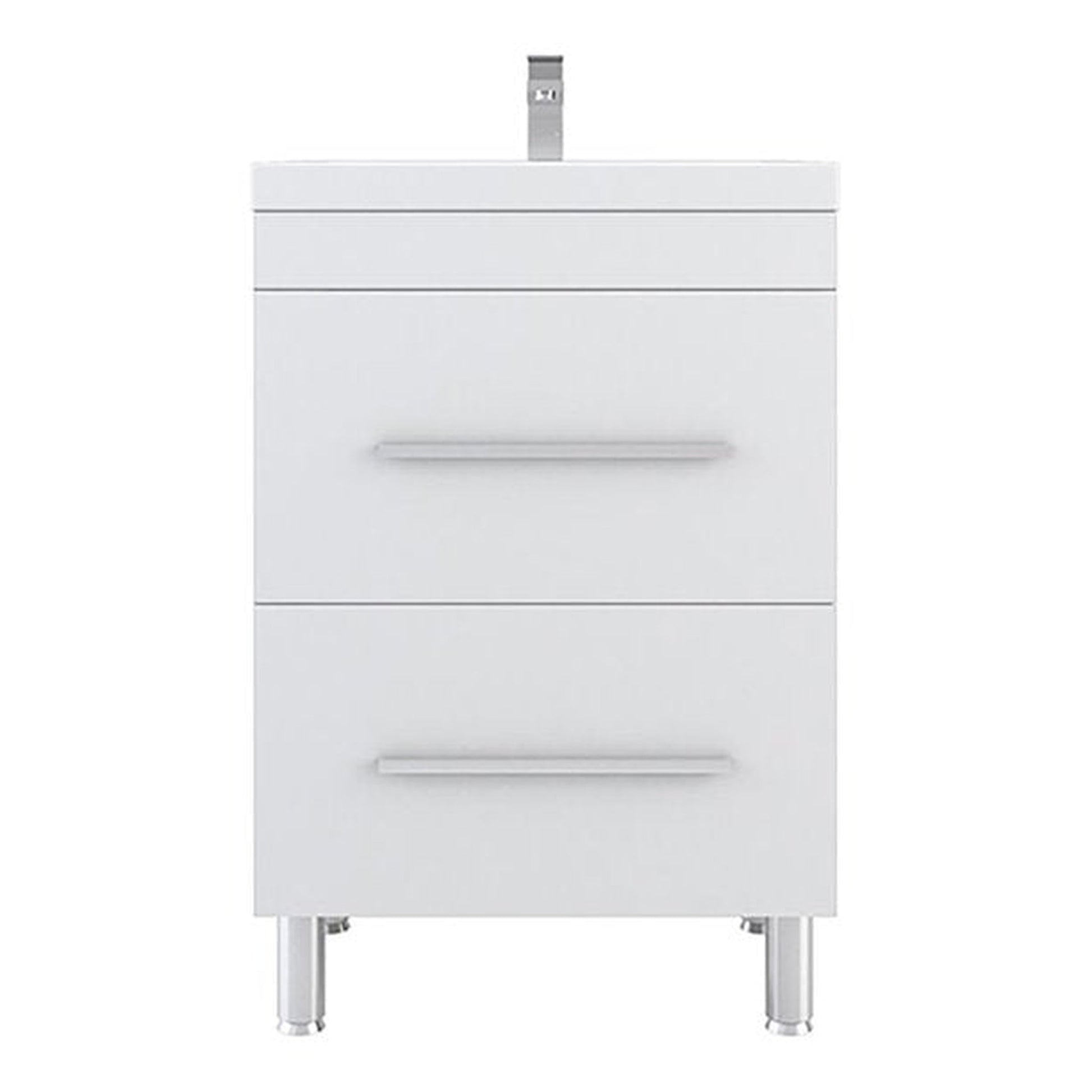 Alya Bath Ripley 24" Single White Modern Freestanding Single Bathroom Vanity With Integrated Acrylic Top, Acrylic Sink and Wall Mounted Mirror - AT-8080-W+AT-24-M-W - Backyard Provider