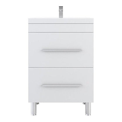 Alya Bath Ripley 24" Single White Modern Freestanding Single Bathroom Vanity With Integrated Acrylic Top, Acrylic Sink and Wall Mounted Mirror - AT-8080-W+AT-24-M-W - Backyard Provider