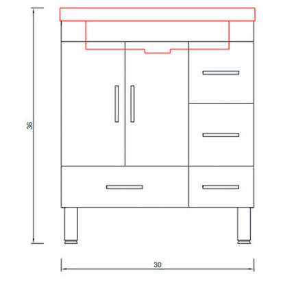 Alya Bath Ripley  30" Single Gray Modern Freestanding  Bathroom Vanity With drawers, Integrated Acrylic Top, Acrylic Sink and Wall Mounted Mirror - AT-8050-G+AT-30-M-G - Backyard Provider