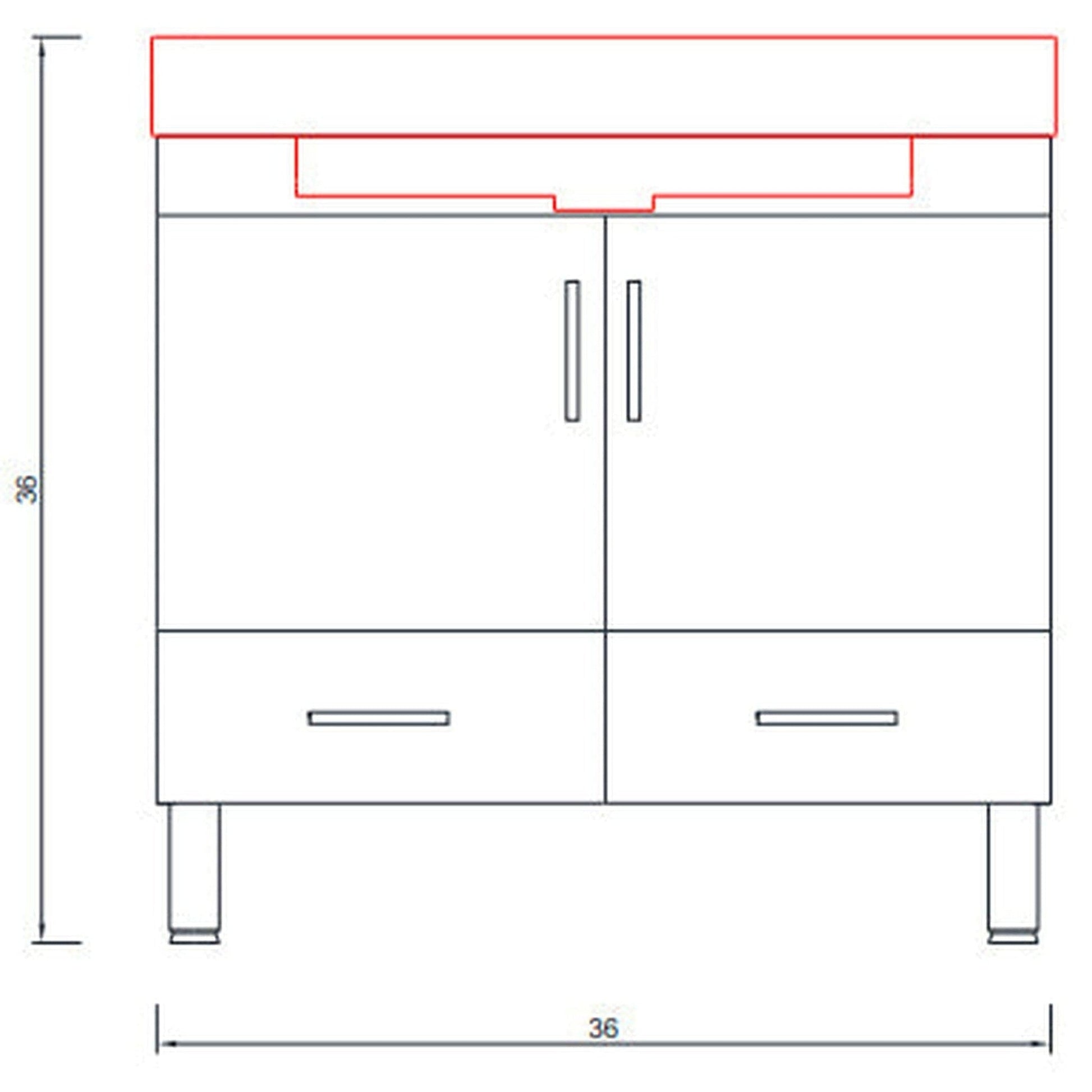 Alya Bath Ripley  36" Single Gray Modern Freestanding  Bathroom Vanity With Integrated Acrylic Top, Acrylic Sink and Wall Mounted Mirror - AT-8089-G+AT-36-M-G - Backyard Provider