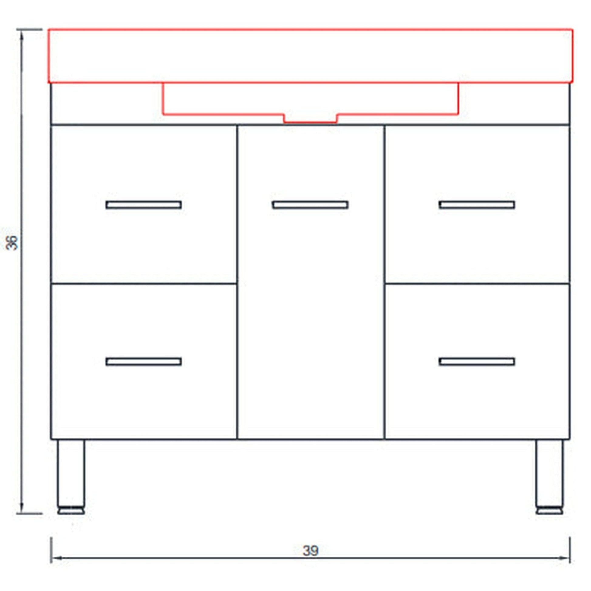 Alya Bath Ripley 39" Single White Modern Freestanding  Bathroom Vanity With Integrated Acrylic Top, Acrylic Sink and Wall Mounted Mirror - AT-8041-W+AT-36-M-W - Backyard Provider