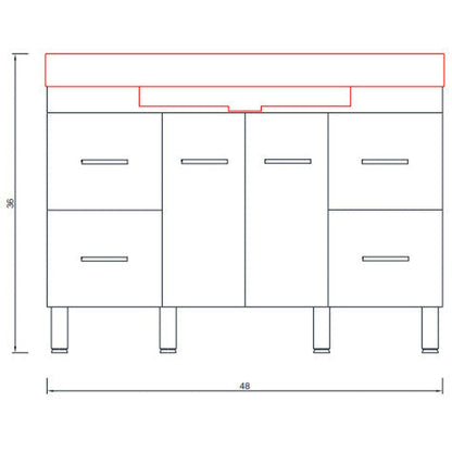 Alya Bath Ripley 48" Single White Modern Freestanding  Bathroom Vanity With Integrated Acrylic Top, Acrylic Sink and Wall Mounted Mirror - AT-8042-W+AT-48-M-W - Backyard Provider