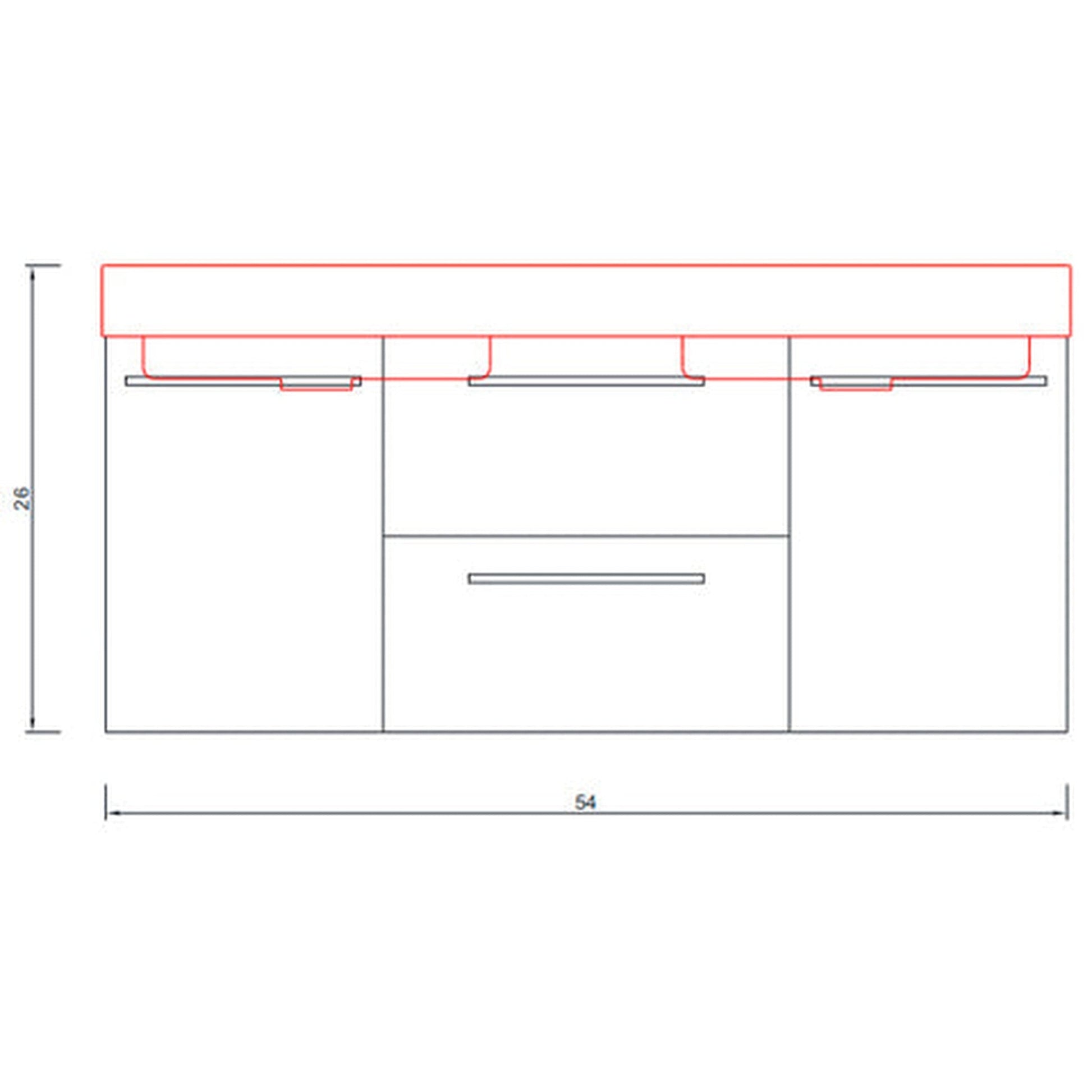 Alya Bath Ripley  54"  Double Black Modern Wall Mounted  Bathroom Vanity With Integrated Acrylic Top, Acrylic Sink and Wall Mounted Mirror - AT-8047-B-D+AT-48-M-B - Backyard Provider
