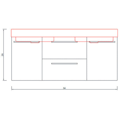 Alya Bath Ripley  54"  Double Black Modern Wall Mounted  Bathroom Vanity With Integrated Acrylic Top, Acrylic Sink and Wall Mounted Mirror - AT-8047-B-D+AT-48-M-B - Backyard Provider