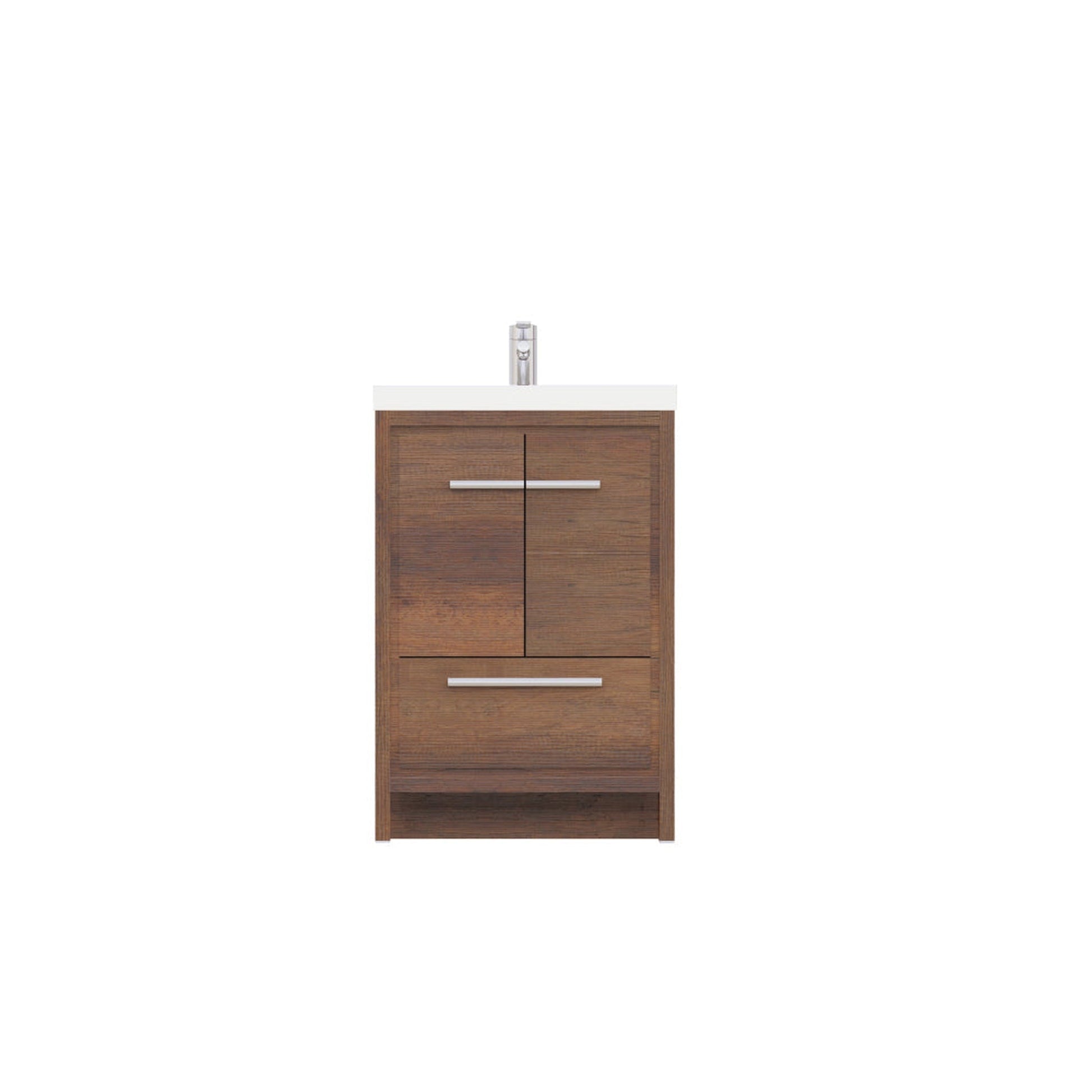 Alya Bath Sortino 24" Single Rosewood  Modern Freestanding  Bathroom Vanity With Acrylic Top and Integrated Sink - AB-MD624-RW - Backyard Provider