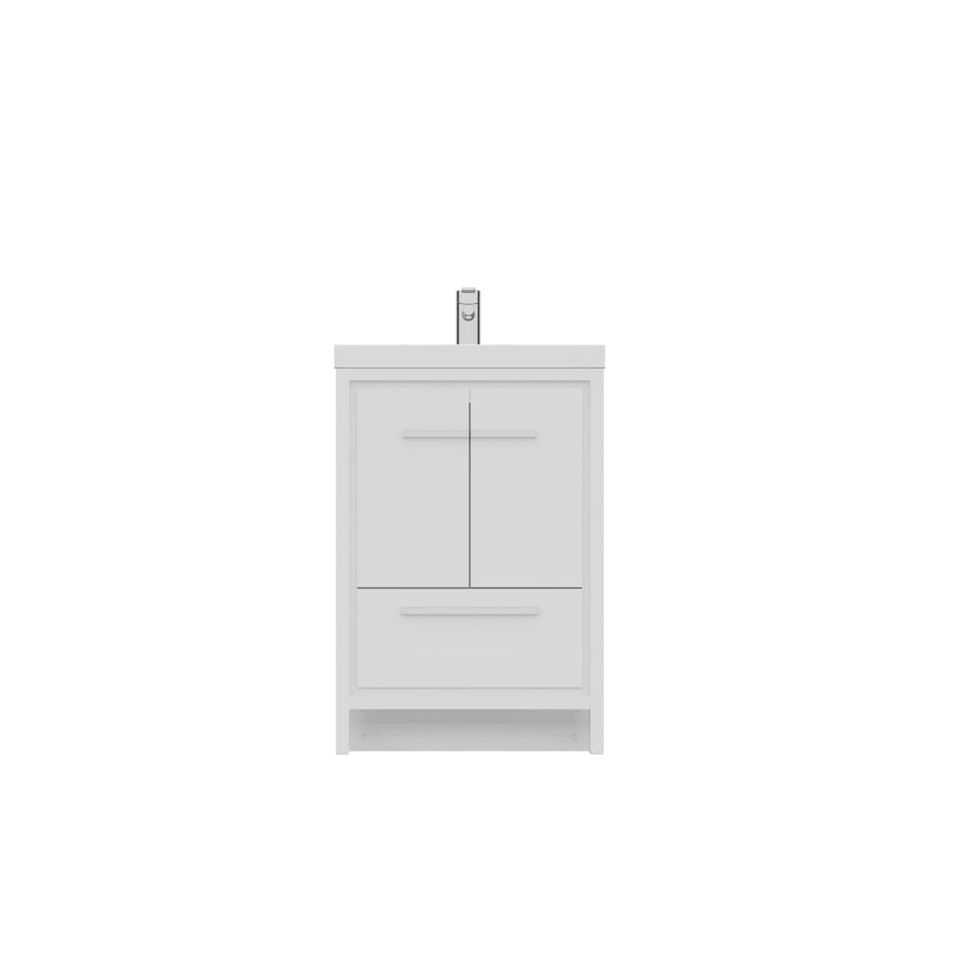 Alya Bath Sortino 24" Single White Modern Freestanding  Bathroom Vanity With Acrylic Top and Integrated Sink - AB-MD624-W+AB-MOB24-Sink - Backyard Provider