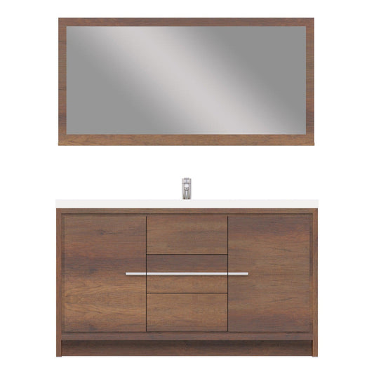 Alya Bath Sortino 60" Single Rosewood  Modern Freestanding  Bathroom Vanity With Acrylic Top and Integrated Sink - AB-MD660S-RW - Backyard Provider